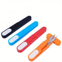 2pcs U-Shaped Scissors with Cap Fishing Line Scissors Plastic Handle