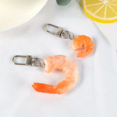 Creative Shrimp Model Keychain Funny Food Keyring Charm Ornament