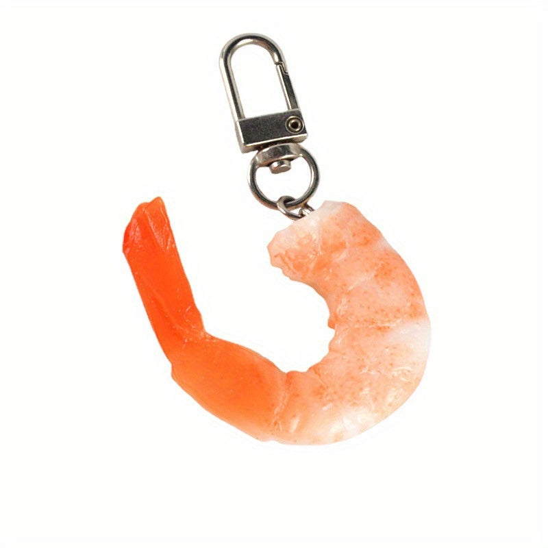 Creative Shrimp Model Keychain Funny Food Keyring Charm Ornament