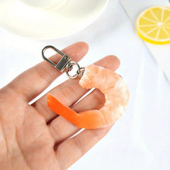 Creative Shrimp Model Keychain Funny Food Keyring Charm Ornament