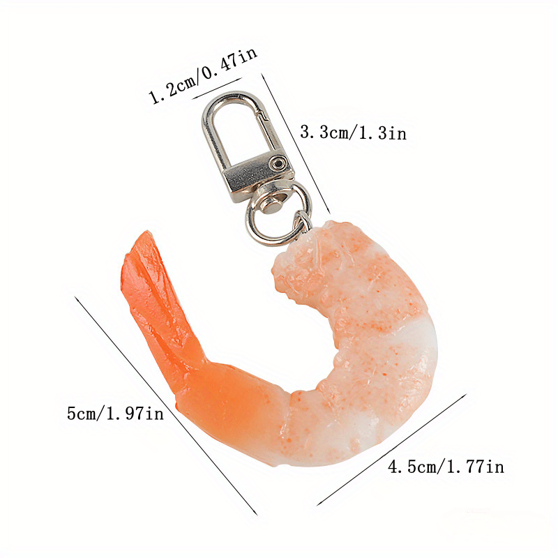 Creative Shrimp Model Keychain Funny Food Keyring Charm Ornament