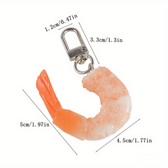 Creative Shrimp Model Keychain Funny Food Keyring Charm Ornament