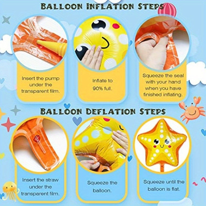 8pcs Ocean Animal Foil Balloons for Under the Sea Theme Party