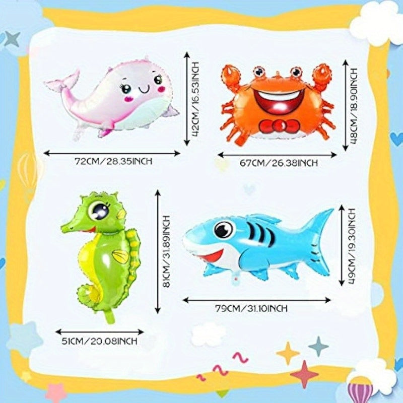 8pcs Ocean Animal Foil Balloons for Under the Sea Theme Party