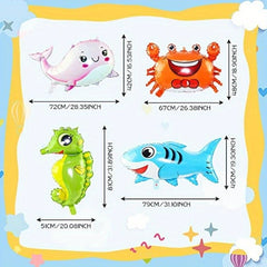 8pcs Ocean Animal Foil Balloons for Under the Sea Theme Party