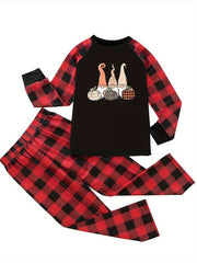 Gnomes & Plaid Print Tee & Pants Lounge Set