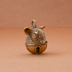 Brass Pig's Head Bell Keychain Pendant, Lucky Zodiac Animal Gift