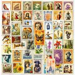 50pcs Medieval Stamp Stickers Retro Journals Diaries DIY Decorative Stickers