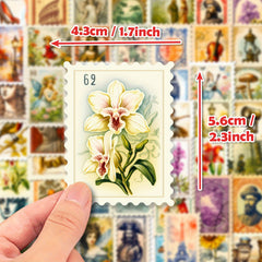 50pcs Medieval Stamp Stickers Retro Journals Diaries DIY Decorative Stickers