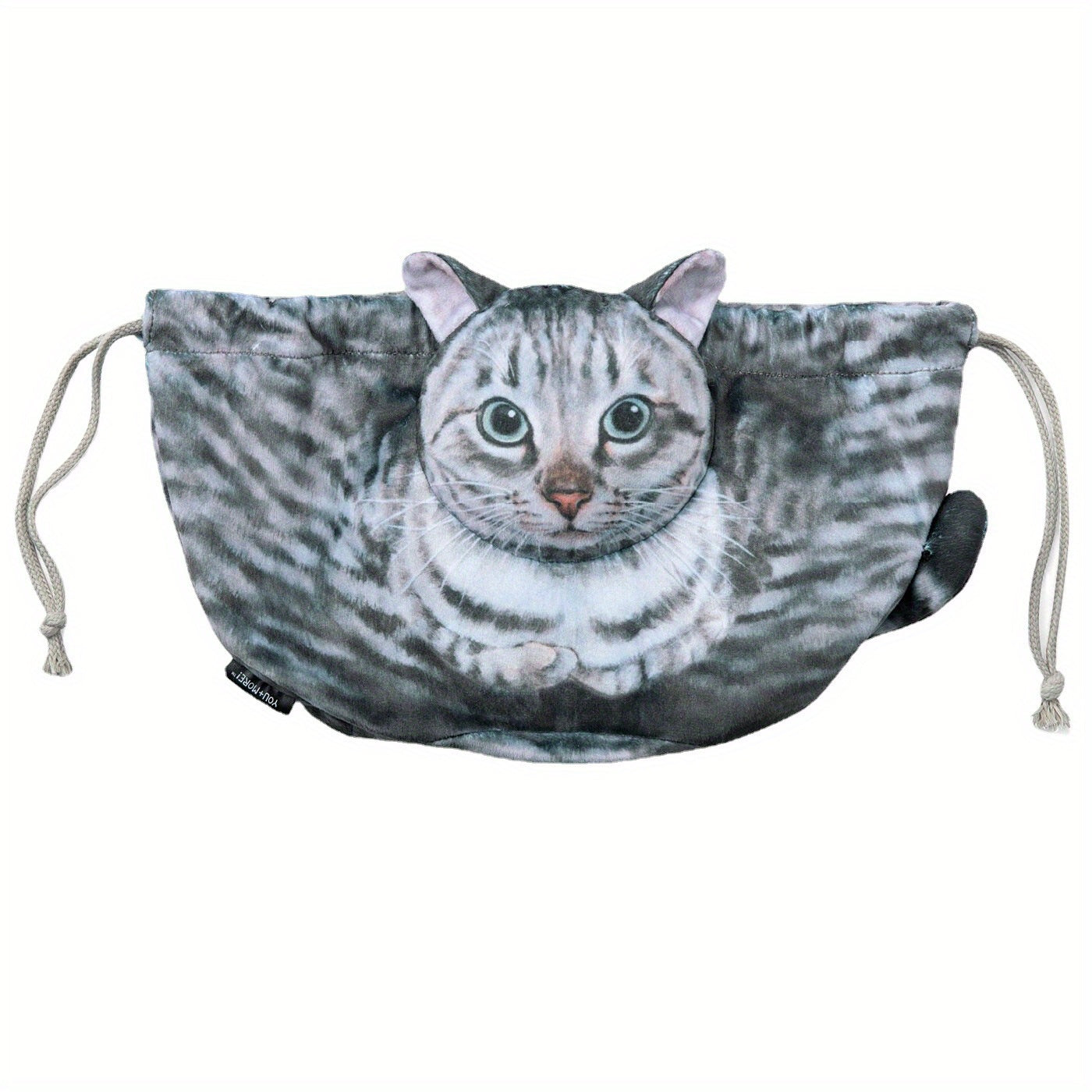 Plush 3D Cat Cosmetic Bag Travel Organizer Drawstring Closure