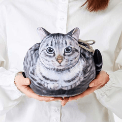 Plush 3D Cat Cosmetic Bag Travel Organizer Drawstring Closure