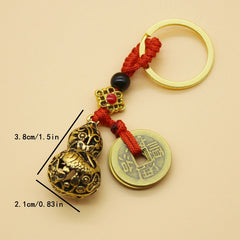 Retro Brass Gourd Keychain Bag Purse Pendant Ornament