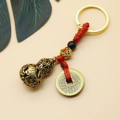 Retro Brass Gourd Keychain Bag Purse Pendant Ornament