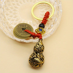 Retro Brass Gourd Keychain Bag Purse Pendant Ornament