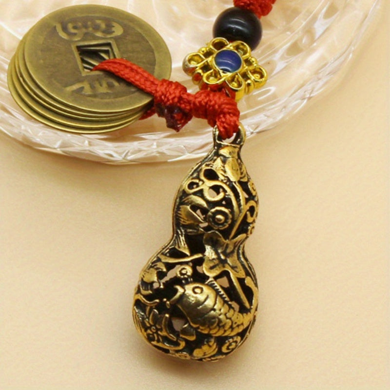 Retro Brass Gourd Keychain Bag Purse Pendant Ornament