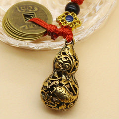 Retro Brass Gourd Keychain Bag Purse Pendant Ornament