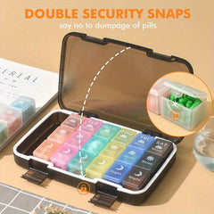 XL Weekly Pill Organizer 28 Compartments Waterproof Travel Case