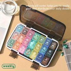 XL Weekly Pill Organizer 28 Compartments Waterproof Travel Case