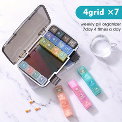 XL Weekly Pill Organizer 28 Compartments Waterproof Travel Case