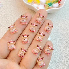 Resin Mini Christmas Deer Embellishments for Hair Bows - 20/50/100pcs