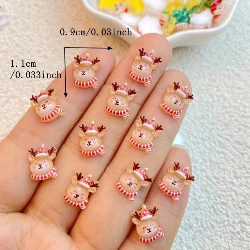 Resin Mini Christmas Deer Embellishments for Hair Bows - 20/50/100pcs