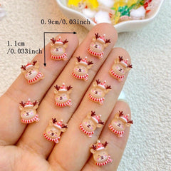 Resin Mini Christmas Deer Embellishments for Hair Bows - 20/50/100pcs