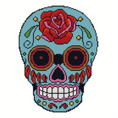 Skull Stamped Cross Stitch 14CT Print Canvas Embroidery
