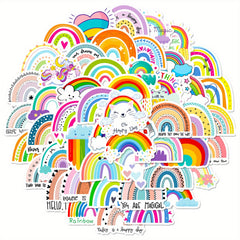 50pcs Bohemian Rainbow Stickers Birthday Party Decor Laptop Skateboard Car