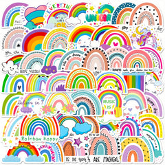 50pcs Bohemian Rainbow Stickers Birthday Party Decor Laptop Skateboard Car