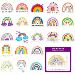 50pcs Bohemian Rainbow Stickers Birthday Party Decor Laptop Skateboard Car