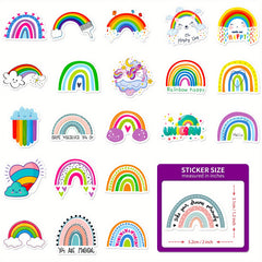 50pcs Bohemian Rainbow Stickers Birthday Party Decor Laptop Skateboard Car