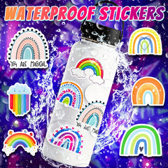 50pcs Bohemian Rainbow Stickers Birthday Party Decor Laptop Skateboard Car