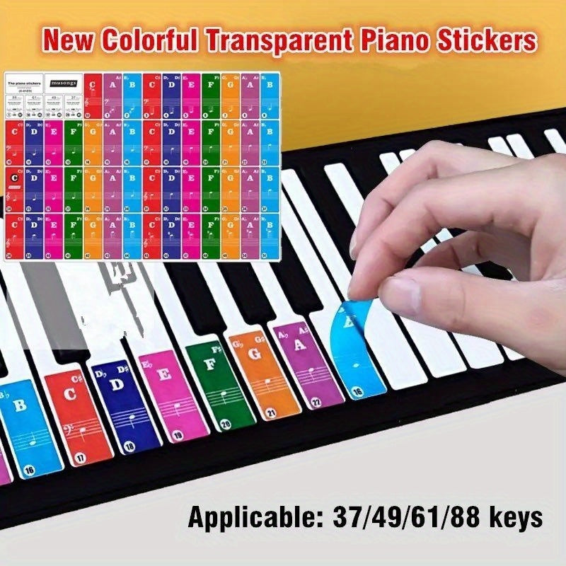 Colorful Piano Keyboard Stickers Electronic Keyboard Sound Name Key Stave Note