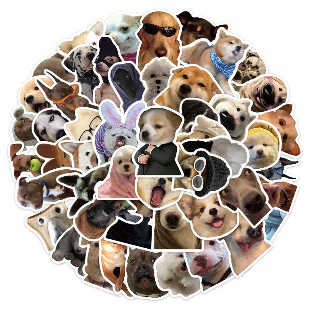 50pcs Dog Emoticons Stickers Laptop Journal Water Cup Decoration Vinyl Stickers