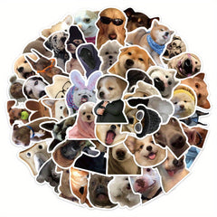 50pcs Dog Emoticons Stickers Laptop Journal Water Cup Decoration Vinyl Stickers