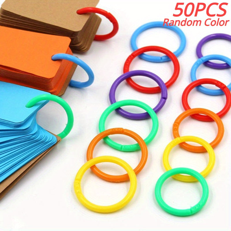 50pcs 15mm Plastic Ring Binder DIY Albums Circle Loose leaf Book Hoops