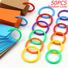 50pcs 15mm Plastic Ring Binder DIY Albums Circle Loose leaf Book Hoops