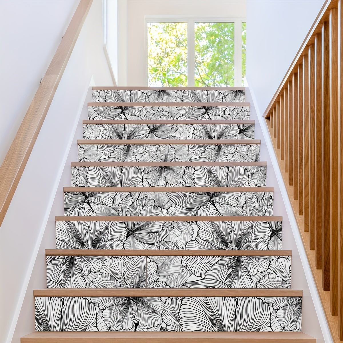 6pcs Tropical Flower Staircase Sticker Self-adhesive Thickened