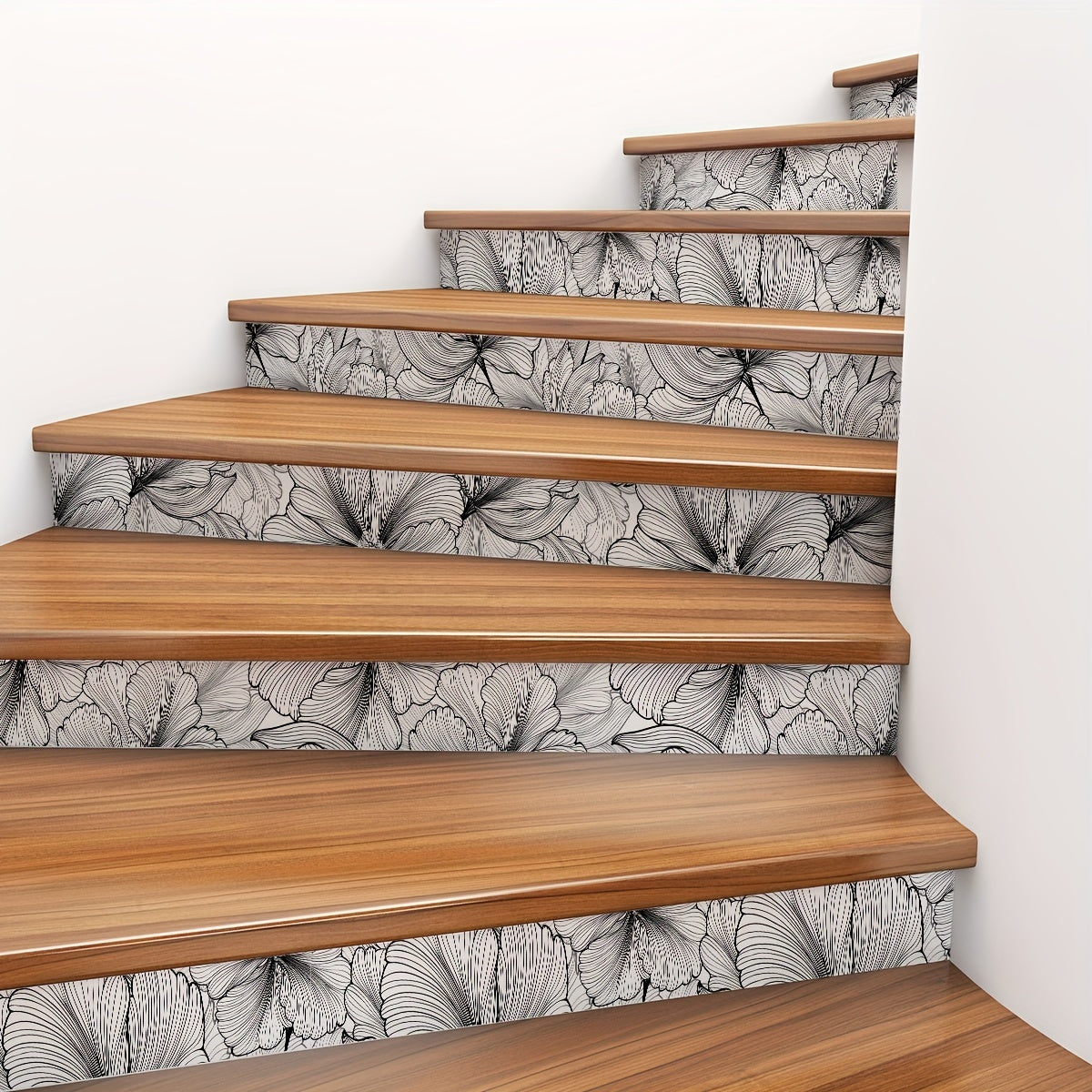 6pcs Tropical Flower Staircase Sticker Self-adhesive Thickened