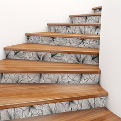 6pcs Tropical Flower Staircase Sticker Self-adhesive Thickened