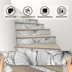 6pcs Tropical Flower Staircase Sticker Self-adhesive Thickened