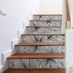 6pcs Tropical Flower Staircase Sticker Self-adhesive Thickened