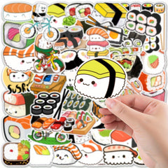 50pcs Cartoon Sushi Food Stickers for Stationery Laptops Water Cups Mobile Cases