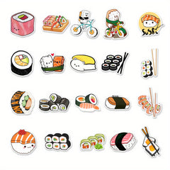 50pcs Cartoon Sushi Food Stickers for Stationery Laptops Water Cups Mobile Cases