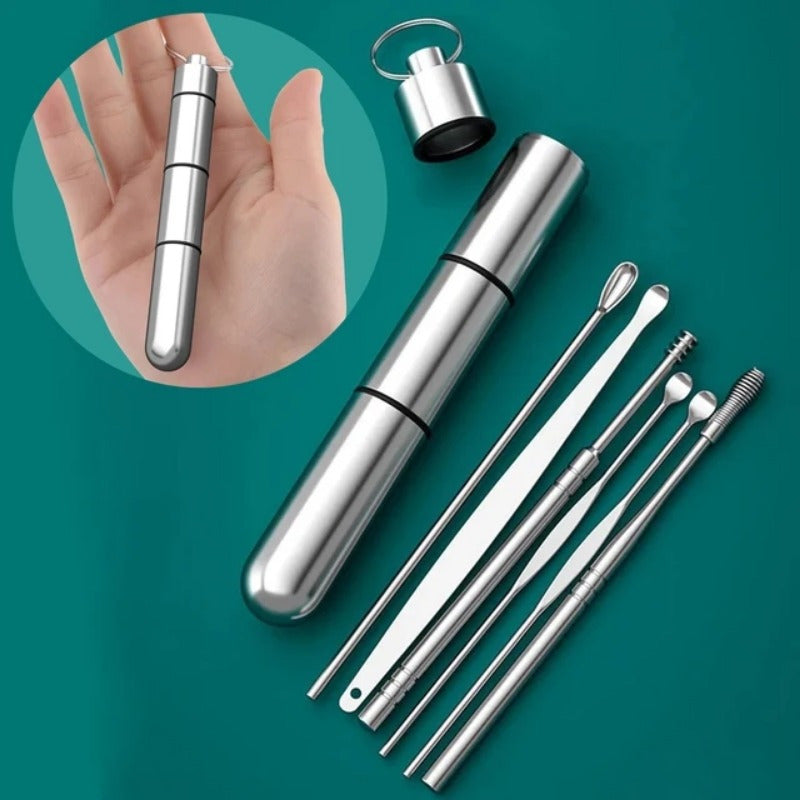 6pcs Stainless Steel Ear Wax Remover Set Ear Cleaning Spoon Ear Care Tool