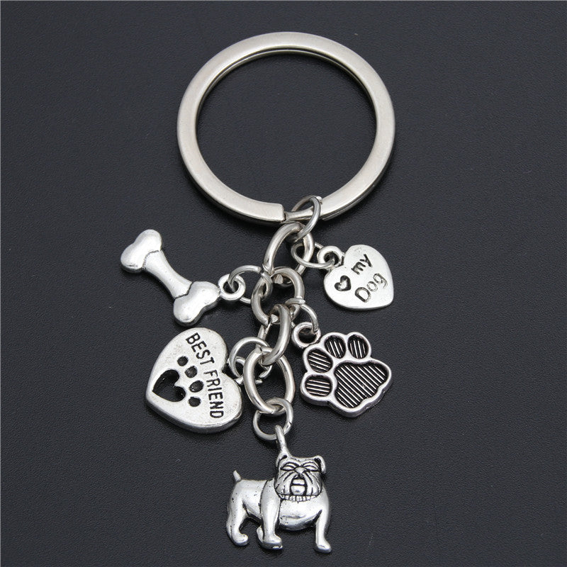 1pc Dog Pet Keychain Cartoon Key Chain Keyring Pendant