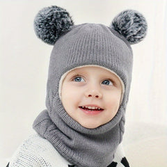 Winter Baby Warm Knitted Hat 2 in 1 Neck Gaiter Ear Protection Boys Girls