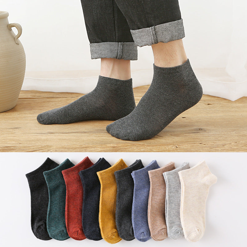 Men's Ankle Socks Solid Cotton Sports Sweat Absorbing Anti Odor Multicolor