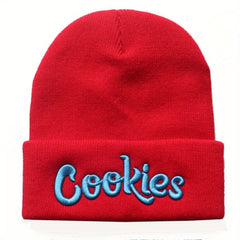 Letter Embroidered Beanie Hip hop Style Elastic Solid Knitted Hat