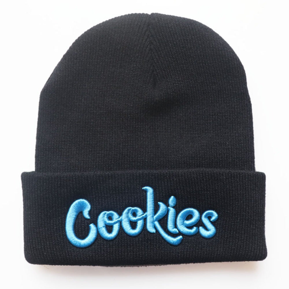 Letter Embroidered Beanie Hip hop Style Elastic Solid Knitted Hat